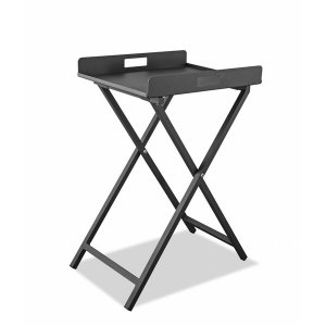 Homeroots.co 372274 Gray Aluminum Indoor Outdoor Tray Table