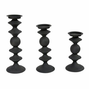 Homeroots.co 373231 S3 Modern Matte Black Metal Candlesticks