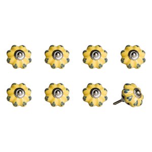 Homeroots.co 358110 1.5 X 1.5 X 1.5 Ceramicmetal Yellow Green 8 Pack K