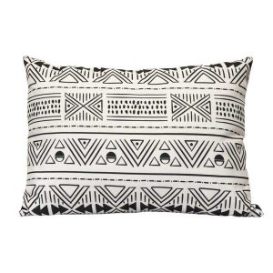 Homeroots.co 373129 Black And White Tribal Design Rectangular Lumbar P