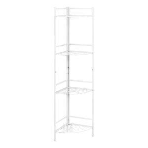 Homeroots.co 366070 18.5 X 13.5 X 57.75 White Metal Corner Etagere Boo