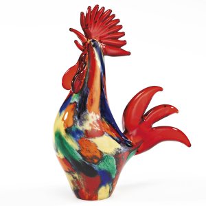 Homeroots.co 376079 11 Multicolor Artistic Glass Rooster