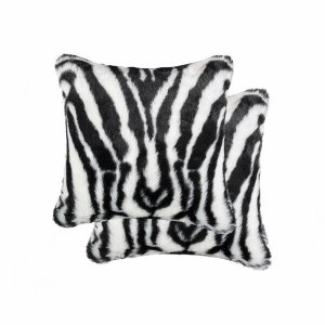 Homeroots.co 317205 18 X 18 X 5 Denton Zebra Black  White Faux - Pillo