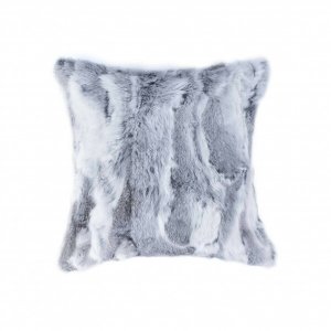 Homeroots.co 358157 5 X 18 X 18 100% Natural Rabbit Fur Grey Pillow