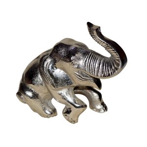 Homeroots.co 373758 5 X 10 X 8 Silver Aluminum Resting Elephant