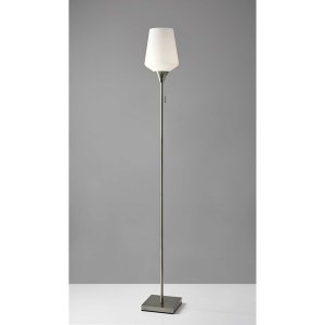 Homeroots.co 372718 Brushed Steel Floor Lamp With White Opal Wine Glas