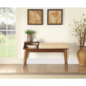 Homeroots.co 374264 36 X 16 X 20 Beige Fabric Bench Wstorage