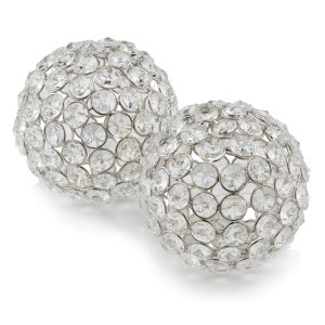 Homeroots.co 373744 4 X 4 X 4 Silver Iron  Cristal Spheres Set Of 2