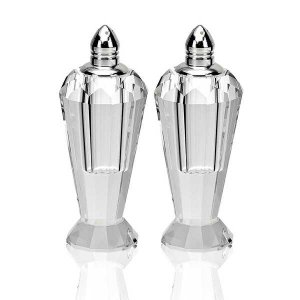 Homeroots.co 376102 Handcrafted Optical Crystal And Silver Pair Of Sal