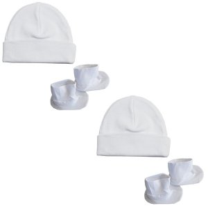 Bambini 029-2-Packs Bambini Cap  Bootie Set - White (pack Of 2)