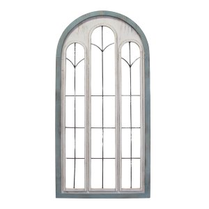 Homeroots.co 373422 Blue  White Metal Window Panel