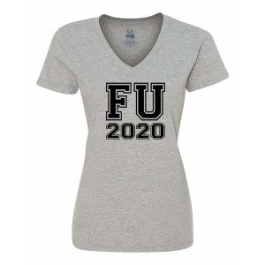 Bad FU20VXLGR Fu 2020 Women's V-neck T-shirt - Xlarge, Gray