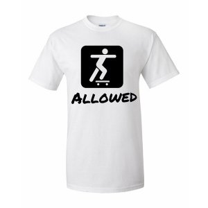 Bad YTHSKATXLWH Skateboarding Allowed Youth T-shirt Youth X-large