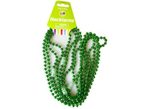 Bulk KA829 4 Pack Green Metallic Bead Necklaces