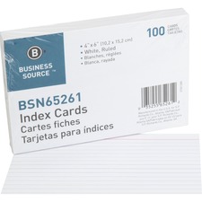 Business BSN 65261 Ruled White Index Cards - 6 Width X 4 Length - 100 