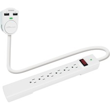 Compucessory CCS 25666 6-outlet Power Strip - 6 X Ac Power, 2 X Usb - 