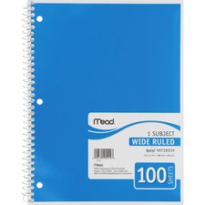 Acco MEA 05514 Mead Spiral Bound Wide Ruled Notebooks - 100 Sheets - S