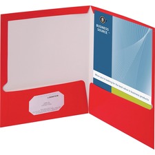 Business BSN 44426 Letter Pocket Folder - 8 12 X 11 - 100 Sheet Capaci