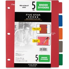 Acco MEA 20040 Five Star Multicolor 5-tab Binder Dividers - 5 X Divide