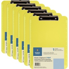 Business BSN 01867BD Flat Clip Plastic Clipboard - 9 X 12 - Low-profil