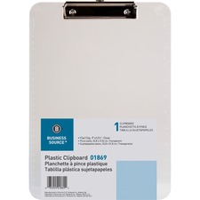 Business BSN 01869 Transparent Plastic Clipboard - 8 12 X 11 - Low-pro