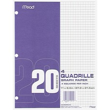 Acco MEA 19010 Mead Paper Filler Quad Ruled - Printed - Letter 8.5 X 1