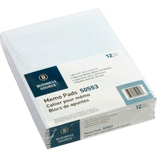 Business BSN 50553 Glued Top Ruled Memo Pads - Letter - 50 Sheets - Gl