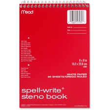 Acco MEA 43082 Meadwestvaco Spell-write Steno Book - 80 Sheets - 6 X 9