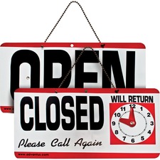 Advantus AVT 83636 Advantus Openclosed Sign With Clock - 1 Each - Open