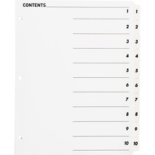 Business BSN 05854 Table Of Content Quick Index Dividers - Printed Tab