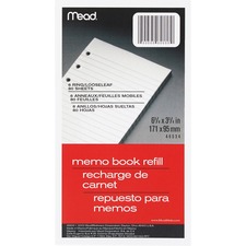 Acco MEA 46534 Mead Memo Book Refill Pages - 80 Sheets - 3 34 X 6 34 -