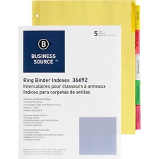 Business BSN 36692 Insertable Tab Ring Binder Indexes - 5 Blank Tab(s)