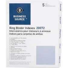 Business BSN 20072 3-ring 5-tab Erasable Tab Indexes - 5 Write-on Tab(