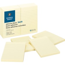 Business BSN 36618 Ruled Adhesive Notes - 4 X 6 - Rectangle - Ruled - 