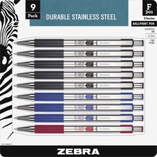 Zebra ZEB 11169 Pen Bca F-301 Stainless Steel Ballpoint Pens - Fine Pe