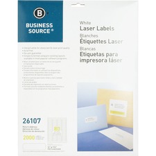 Business BSN 26107 Address Laser Labels - 12 X 1 34 Length - Permanent