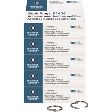 Business BSN 01436BD Standard Book Rings - 1 Diameter - Silver - Nicke