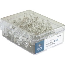 Business BSN 81002 12 Head Push Pins - 0.50 Head - 100  Box - Clear - 