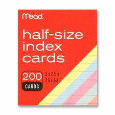 Acco MEA 63039 Mead Printable Index Card - Assorted - 3 X 2 12 - 200  