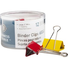 Business BSN 65363 Colored Fold-back Binder Clips - Large - 2 Width - 