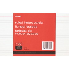 Acco MEA 63008 Mead 90 Lb Stock Index Cards - Ruled Red Margin - 90 Lb