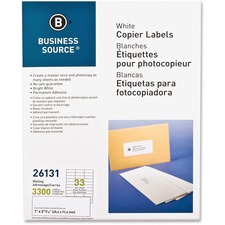 Business BSN 26131 Bright White Copier Labels - 1 X 2 34 Length - Rect