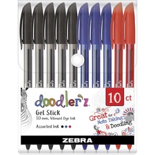 Zebra ZEB 41970 Pen Doodler'z Gel Stick Pens - 1 Mm Pen Point Size - B