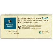 Business BSN 21459 Yellow Adhesive Notes - 1.87 X 1.37 - Rectangle - U