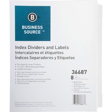 Business BSN 36687 Punched Laser Index Dividers - 8 Blank Tab(s) - 8.5