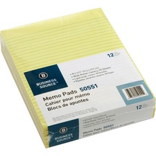 Business BSN 50551 Glued Top Ruled Memo Pads - Letter - 50 Sheets - Gl