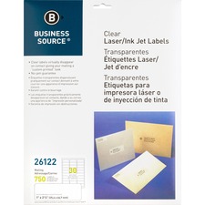 Business BSN 26122 Clear Laser Print Mailing Labels - 1 X 2 34 Length 