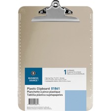 Business BSN 01861 Spring Clip Plastic Clipboard - 8 12 X 11 - Spring 