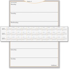 Acco AAG AW503028 At-a-glance Wallmates Self-adhesive Dry Erase Weekly