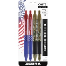 Zebra ZEB 21704 Pen Orbitz Patriotic Collection Ballpoint Pens - Mediu